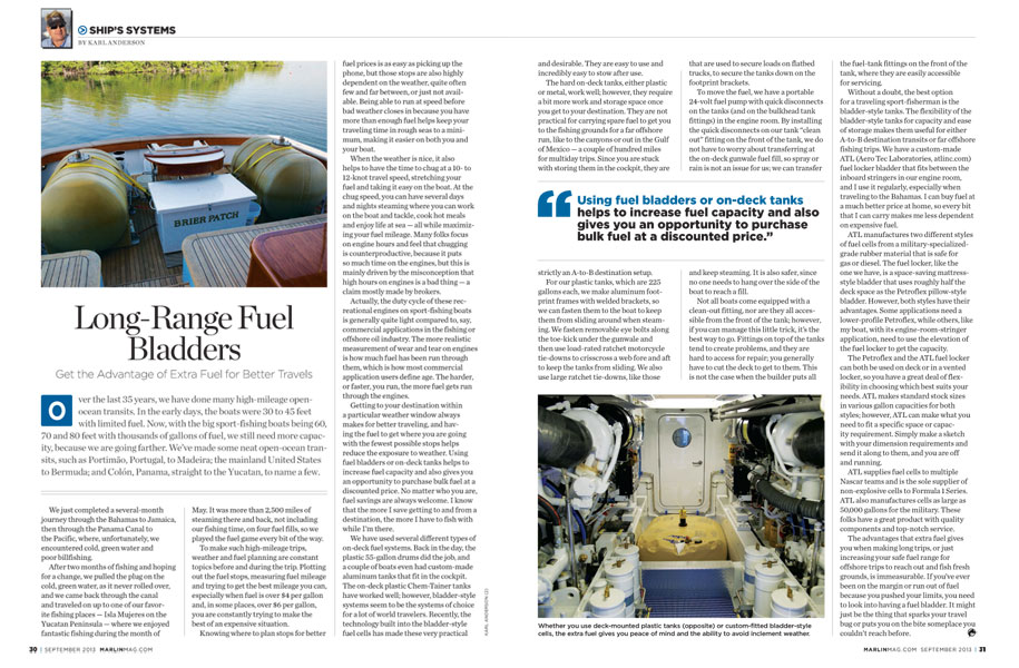 Long Range Fuel Bladder Article in Marlin Magazine | 2 Cool Fishing Forum