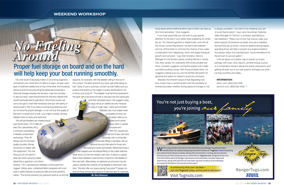 ATL Range Extension Fuel Bladders As Seen in Southern Boating Magazine!
