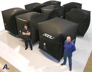 ATL employees complete (8) 1,200 gallon methanol "cube" bladders for a long-time customer.